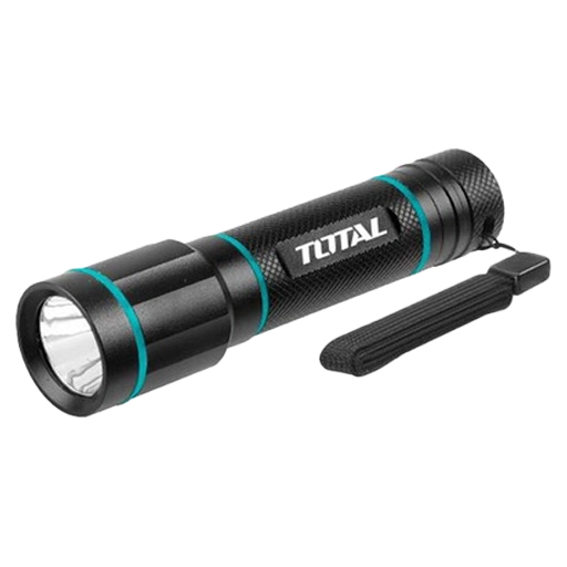 TOTAL Taschenlampe 250 Lumen – Kompakt, Mit Heckschalter, 3 AAA-Batterien